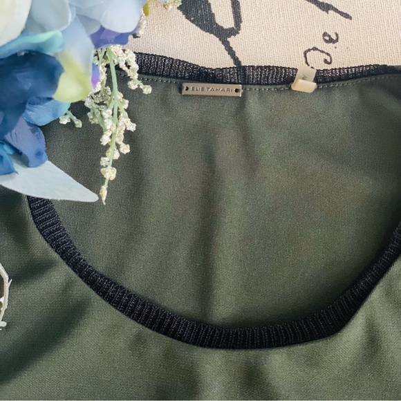 Elie Tahari Isolde Sleeveless Draped Dress in Camouflage Olive Green, Size XS - Picture 12 of 14